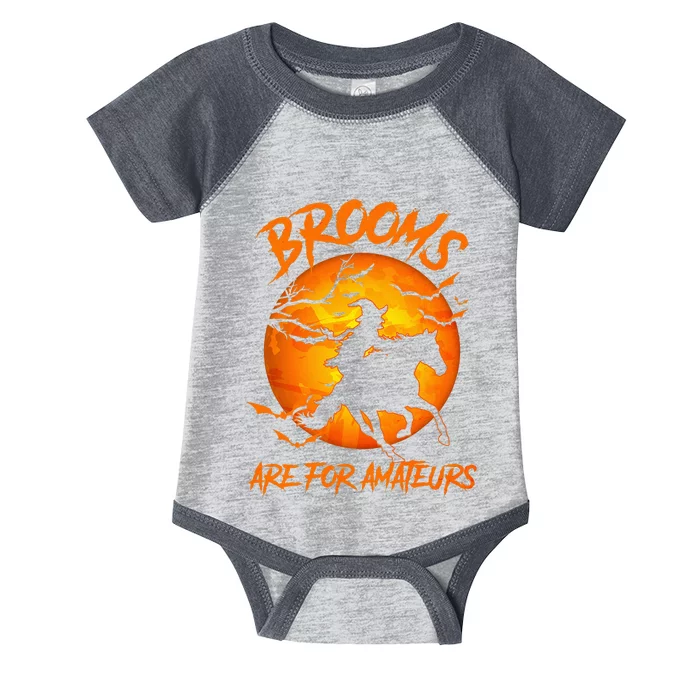 Brooms Are For Amateurs Witch Riding Horse Halloween Infant Baby Jersey Bodysuit