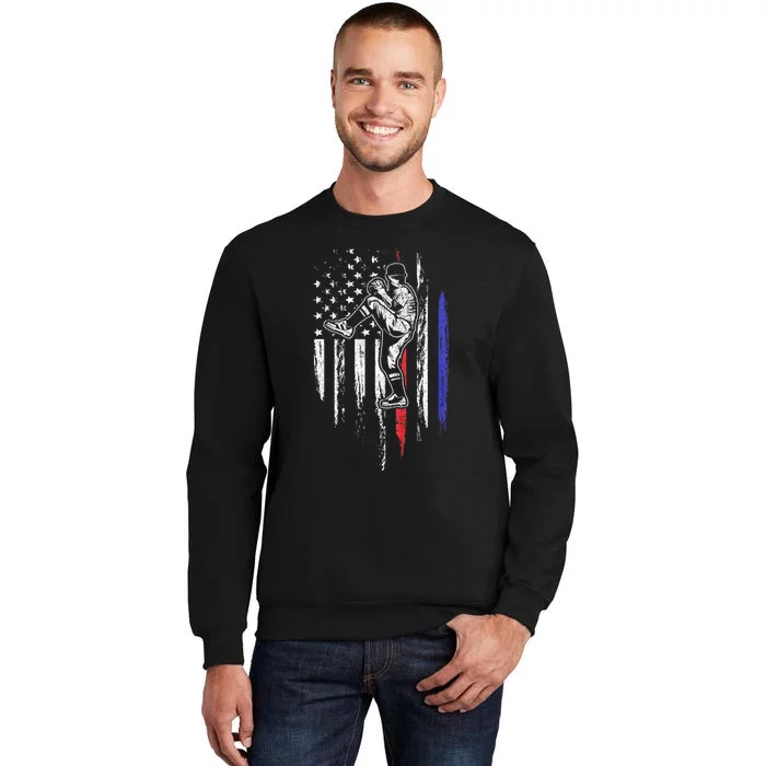 Baseball American Flag Pitcher Usa Pitching 4th Of July Gift Sweatshirt