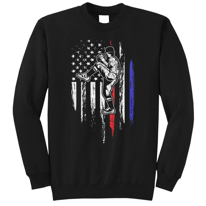 Baseball American Flag Pitcher Usa Pitching 4th Of July Gift Sweatshirt