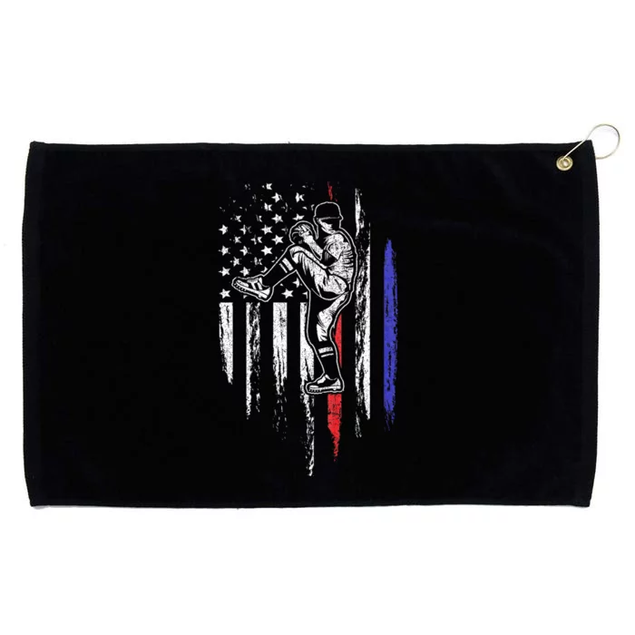 Baseball American Flag Pitcher Usa Pitching 4th Of July Gift Grommeted Golf Towel