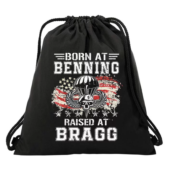 Born At Ft Benning Raised Fort Bragg Airborne Veterans Day Drawstring Bag