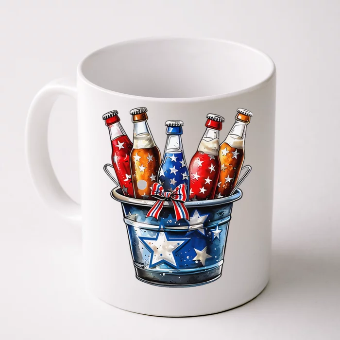 Beer American Flag 4th Of July Merica Usa Drinking Front & Back Coffee Mug