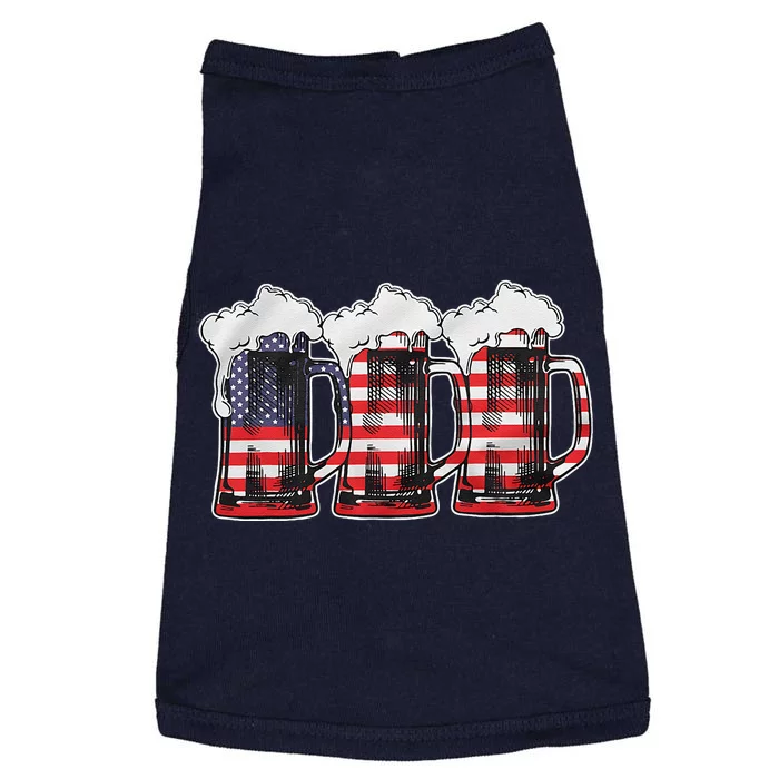 Beer American Flag 4th Of July Merica Drinking Usa Doggie Tank