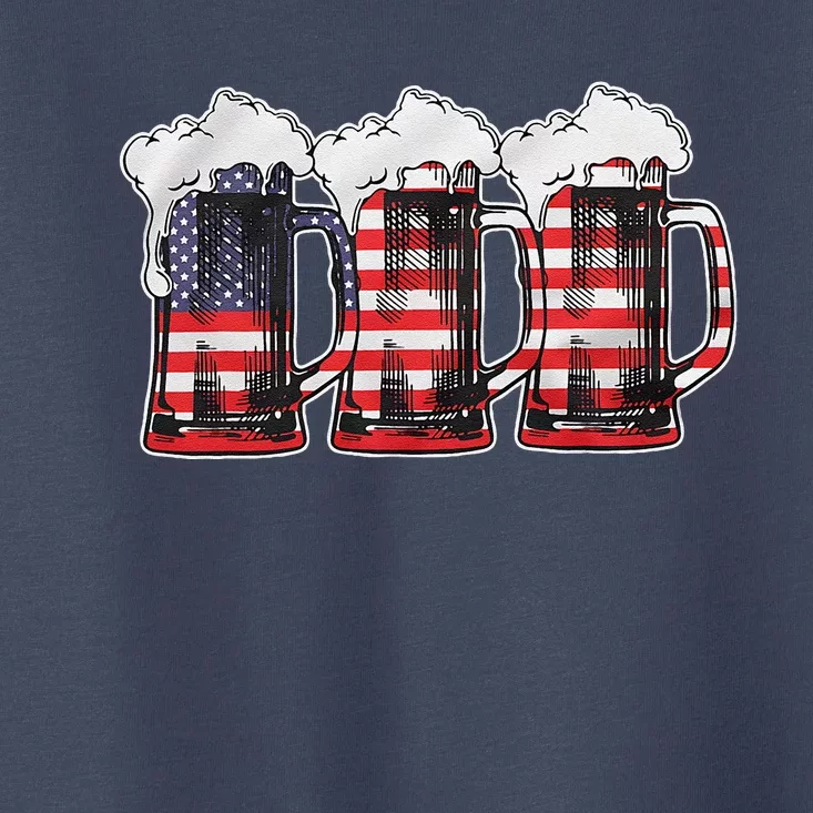 Beer American Flag 4th Of July Merica Drinking Usa Toddler T-Shirt