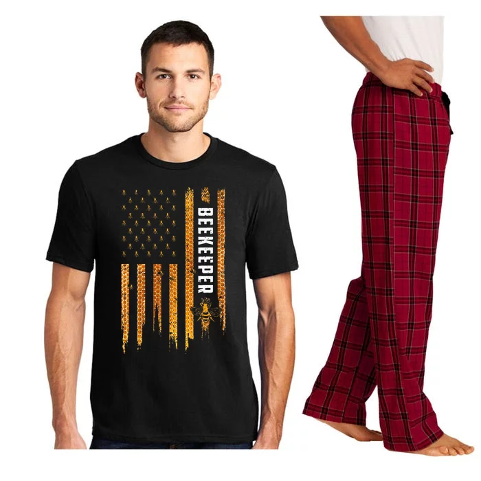 Beekeeping American Flag Honeycomb Honey Bees Pajama Set