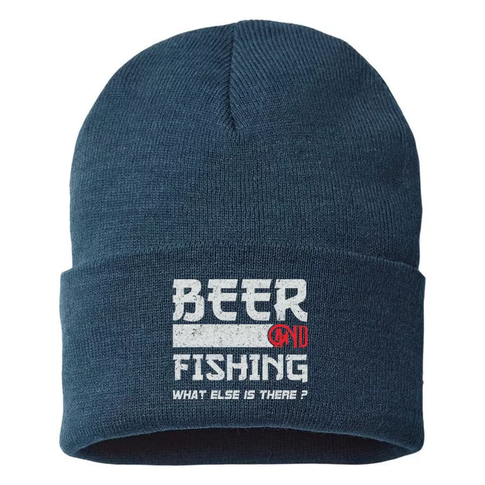 Beer And Fishing What Else Is There Funny Fishing Meme Sustainable Knit Beanie