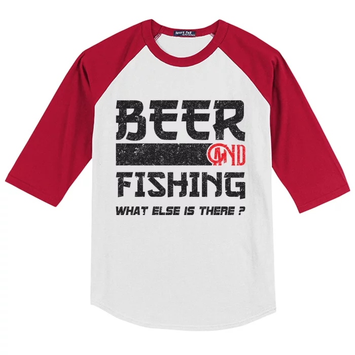 Beer And Fishing What Else Is There Funny Fishing Meme Kids Colorblock Raglan Jersey