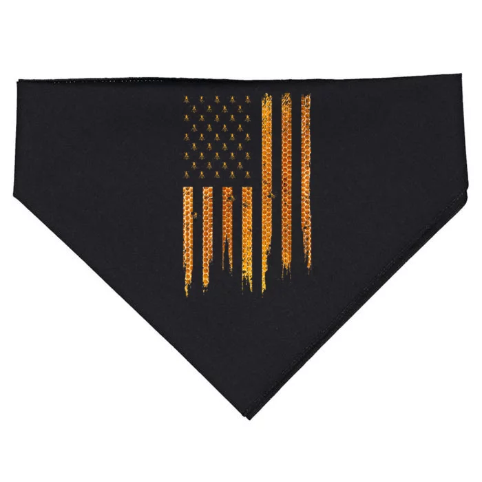 Beekeeping American Flag Honeycomb Honey Bees Beekeeper USA-Made Doggie Bandana