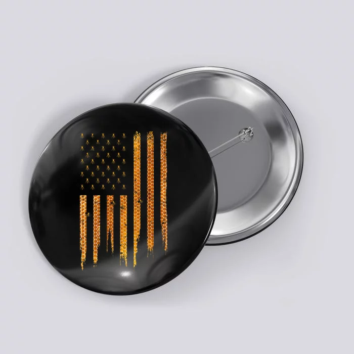 Beekeeping American Flag Honeycomb Honey Bees Beekeeper Button