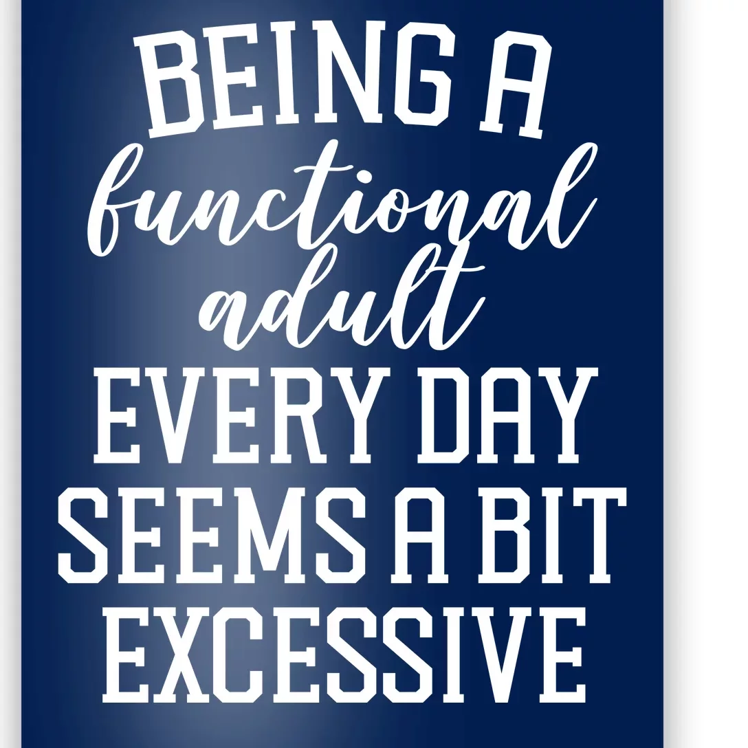 Being A Functional Adult Every Day Seems A Bit Excessive Funny Poster