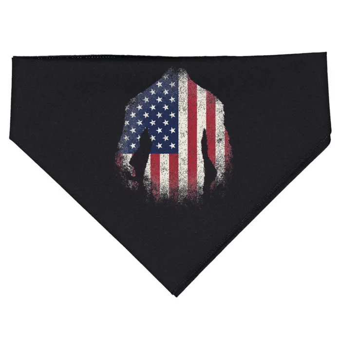 Bigfoot American Flag Usa Patriotic Sasquatch USA-Made Doggie Bandana