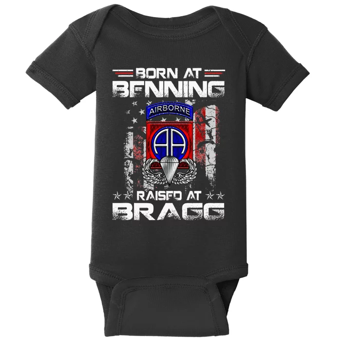 Born At Ft Benning Raised Fort Bragg Airborne Veterans Day Baby Bodysuit