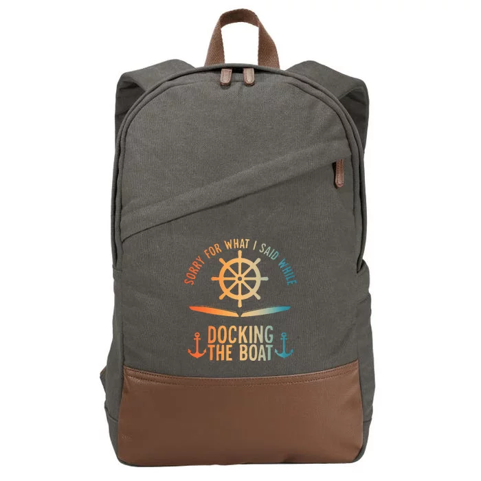 Boating Art For Women Boater Pontoon Boat Lover Cotton Canvas Backpack