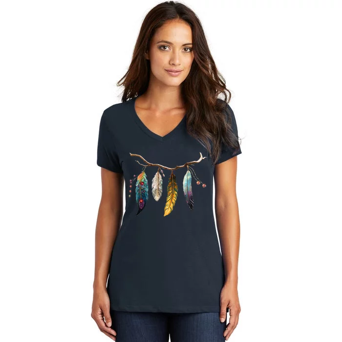 Branch And Feathers Women's V-Neck T-Shirt