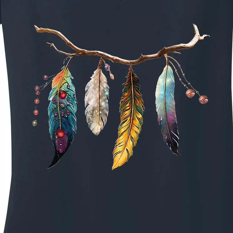 Branch And Feathers Women's V-Neck T-Shirt