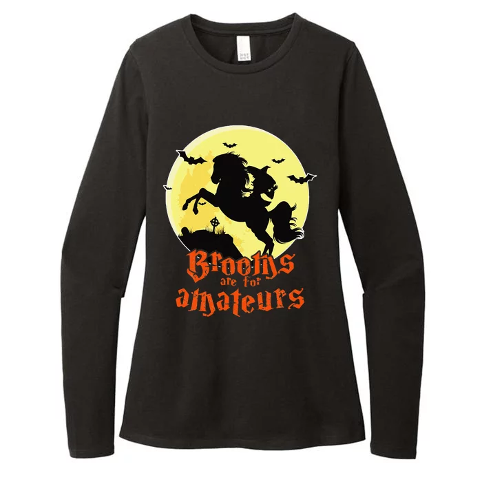 Brooms Are For Amateurs Riding Horse Halloween Gift Womens CVC Long Sleeve Shirt