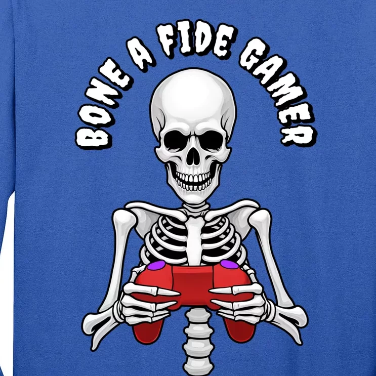 Bone A Fide Gamer Halloween Skeleton Gaming Gift Tall Long Sleeve T-Shirt