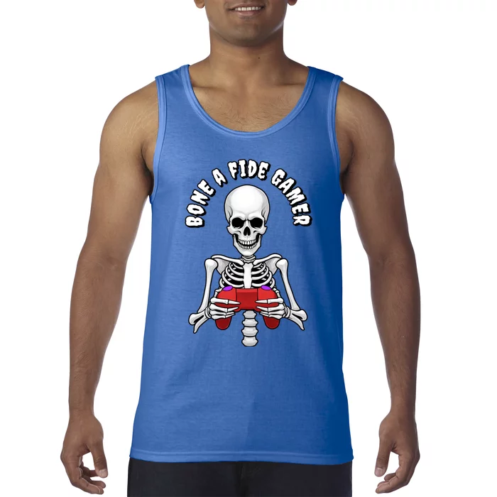 Bone A Fide Gamer Halloween Skeleton Gaming Gift Tank Top