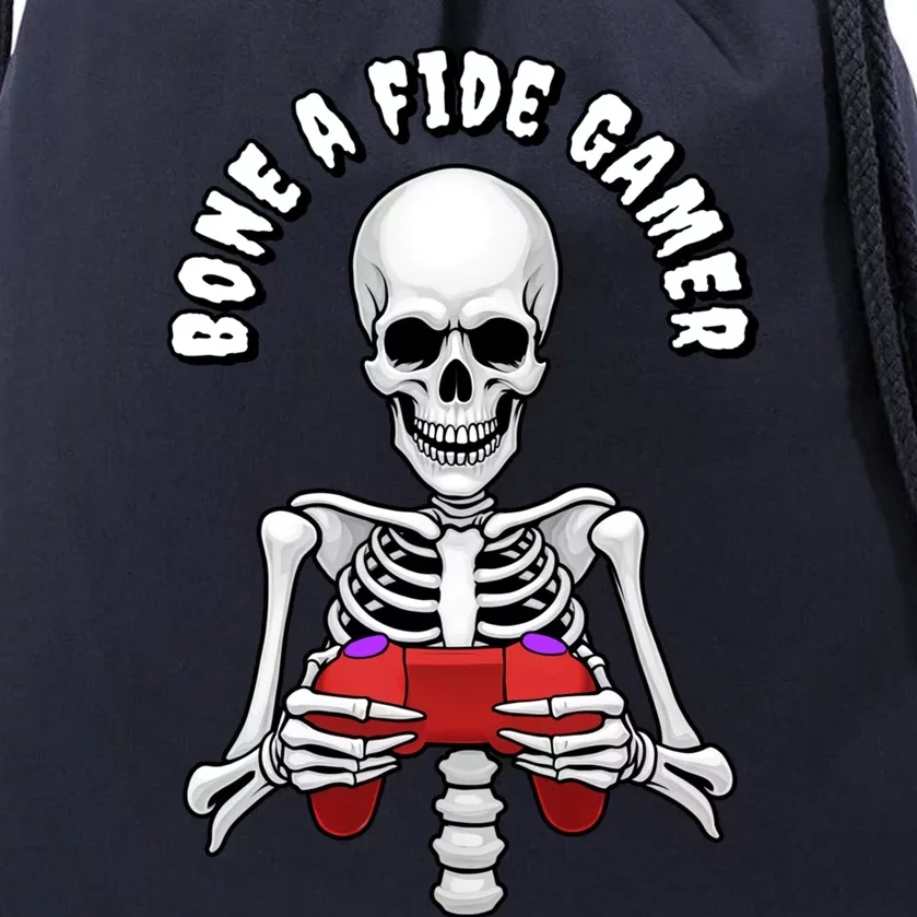 Bone A Fide Gamer Halloween Skeleton Gaming Gift Drawstring Bag