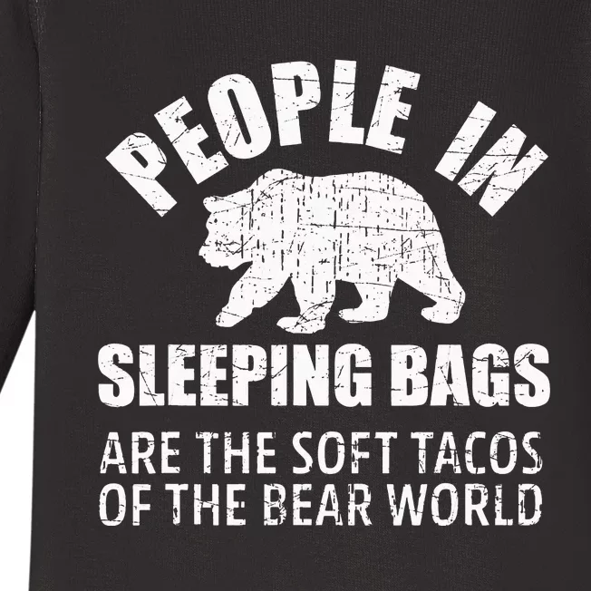 Bear Attack Funny Camping Hiking Tacos Baby Long Sleeve Bodysuit