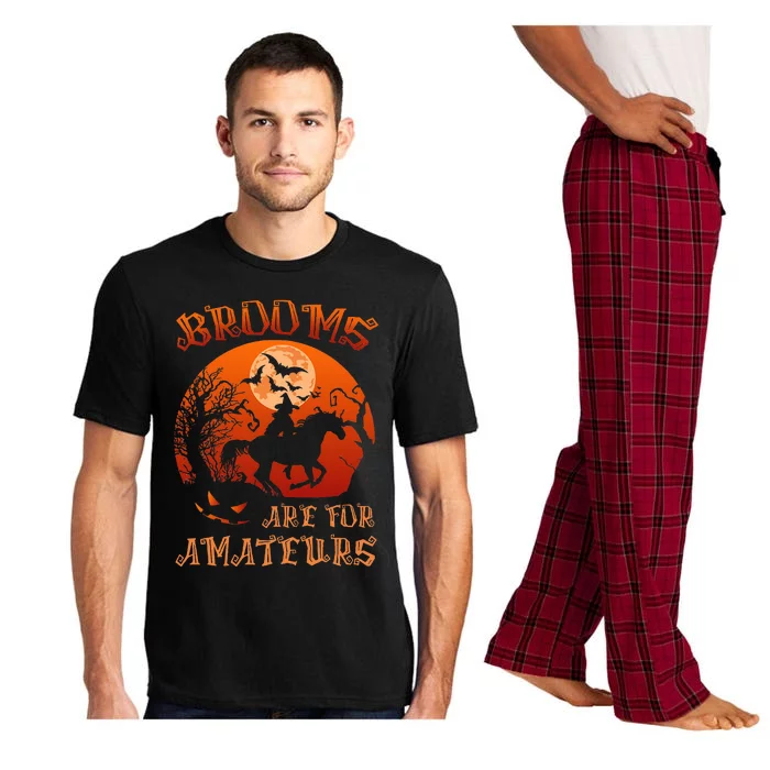 Brooms Are For Amateurs Witch Riding Horse Halloween Pajama Set