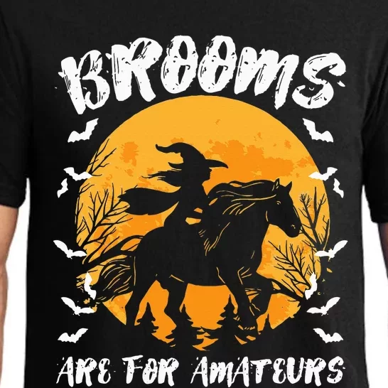 Brooms Are For Amateurs Halloween Horse Witch Equestrian Pajama Set