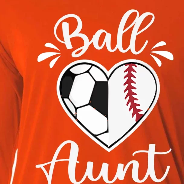 Ball Aunt Funny Baseball Softball Heart Aunt Life Funny Gift Cooling Performance Long Sleeve Crew