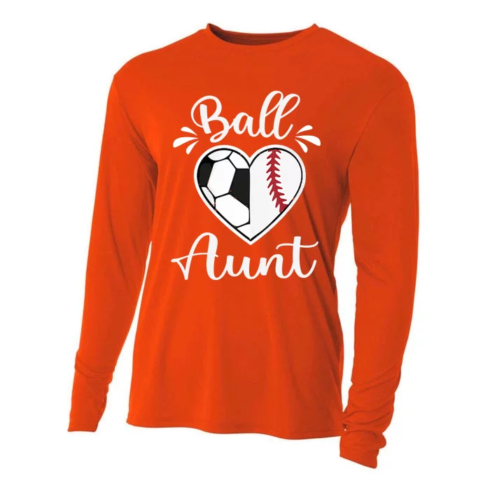 Ball Aunt Funny Baseball Softball Heart Aunt Life Funny Gift Cooling Performance Long Sleeve Crew