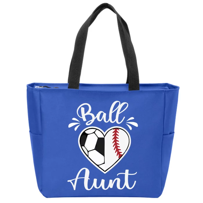 Ball Aunt Funny Baseball Softball Heart Aunt Life Funny Gift Zip Tote Bag