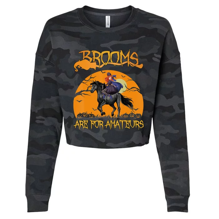 Brooms Are For Amateurs, Horse Riding Outfit Halloween Cropped Pullover Crew