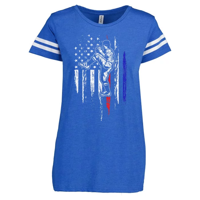 Baseball American Flag Pitcher USA Pitching 4th Of July Gift Enza Ladies Jersey Football T-Shirt