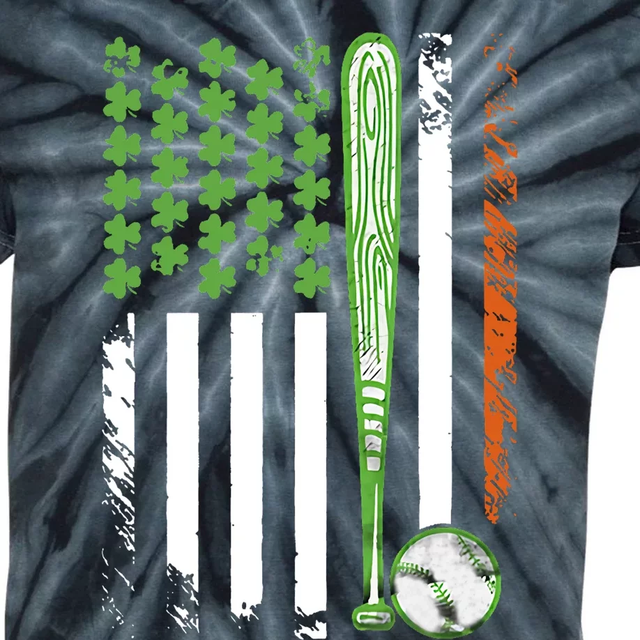 Baseball America Flag Patrick Day Kids Tie-Dye T-Shirt