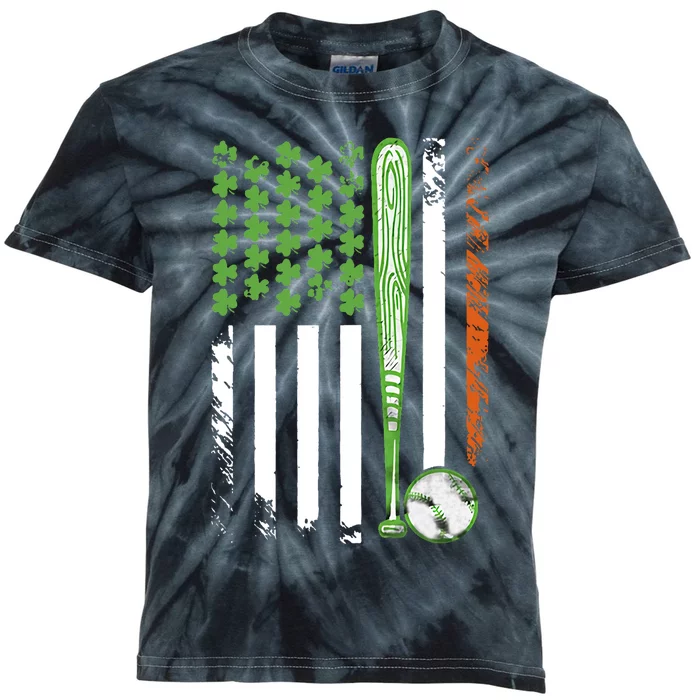 Baseball America Flag Patrick Day Kids Tie-Dye T-Shirt