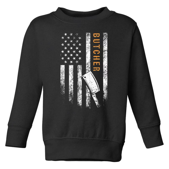 Butcher American Flag Design Toddler Sweatshirt