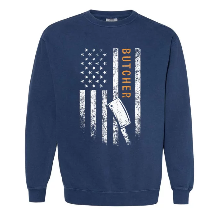 Butcher American Flag Design Garment-Dyed Sweatshirt