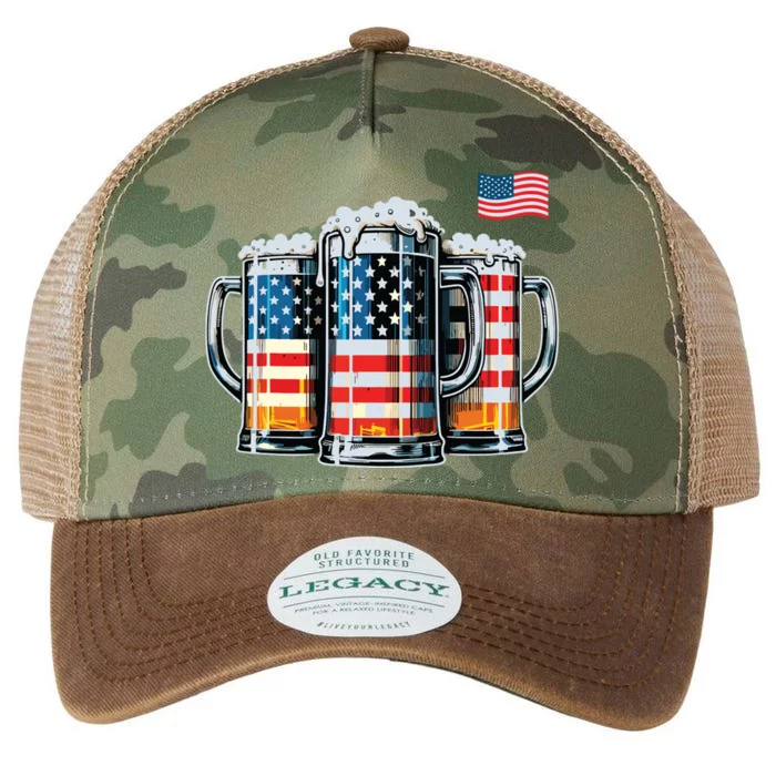 Beer American Flag Legacy Tie Dye Trucker Hat