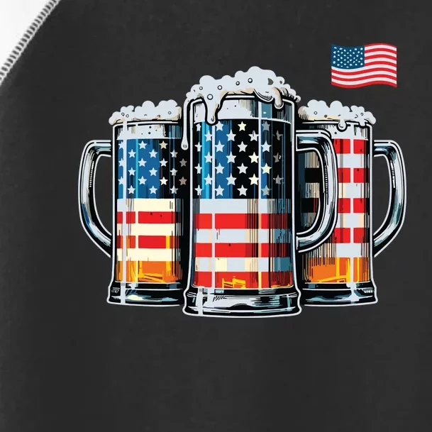 Beer American Flag Toddler Fine Jersey T-Shirt