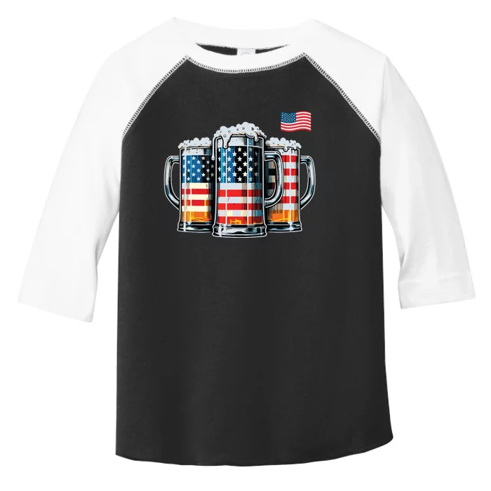 Beer American Flag Toddler Fine Jersey T-Shirt