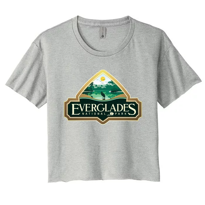 Bird And Florida Alligator Of Everglades National Park Women's Crop Top Tee