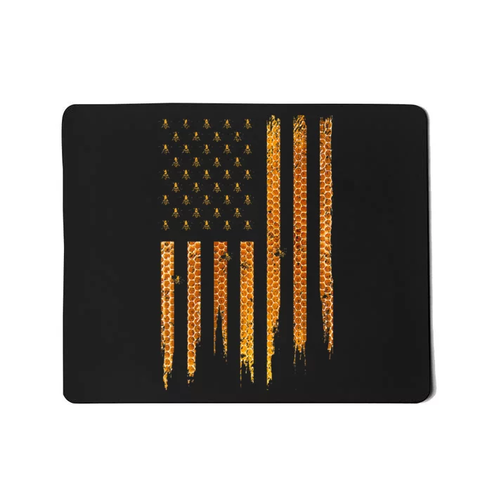 Beekeeping American Flag Honeycomb Honey Bees Beekeeper Mousepad