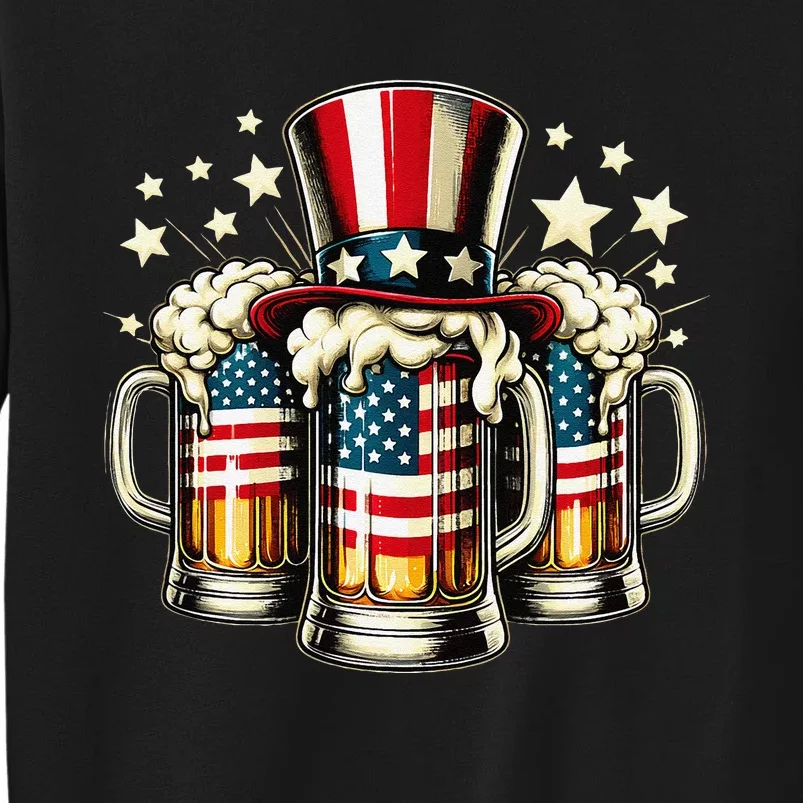 Beer American Flag Usa 4th Of July Party Drinking Gift Tall Sweatshirt