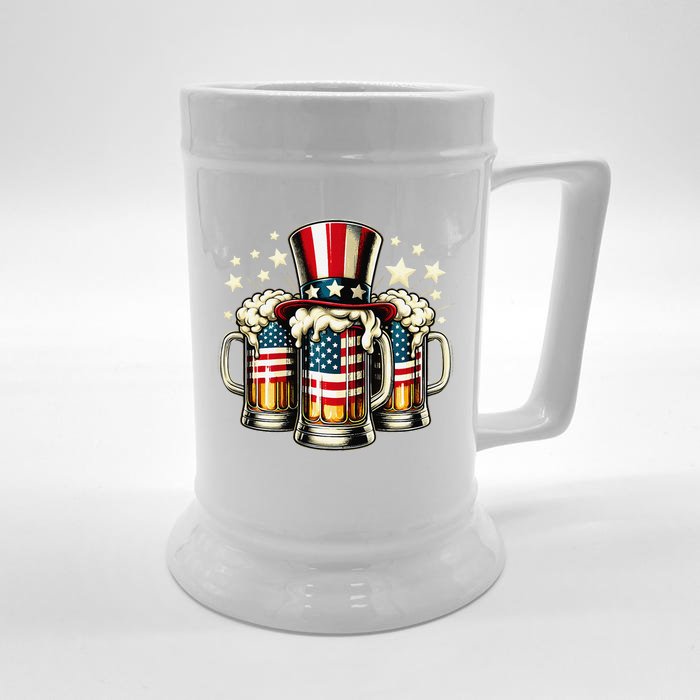 Beer American Flag Usa 4th Of July Party Drinking Gift Front & Back Beer Stein