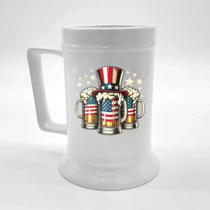 Beer American Flag Usa 4th Of July Party Drinking Gift Front & Back Beer Stein