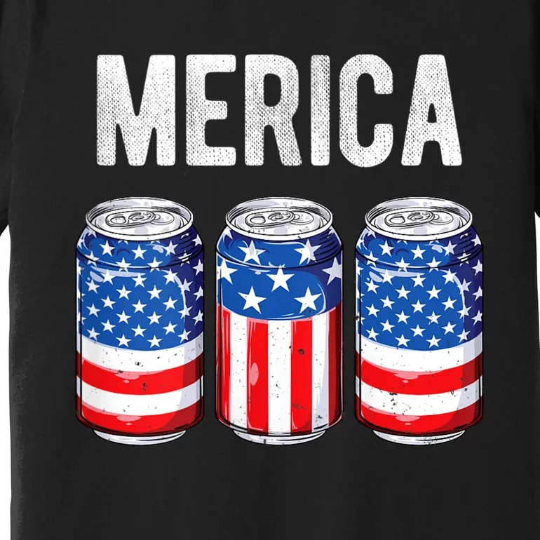 Beer American Flag 4th Of July Merica Usa Drinking Premium T-Shirt