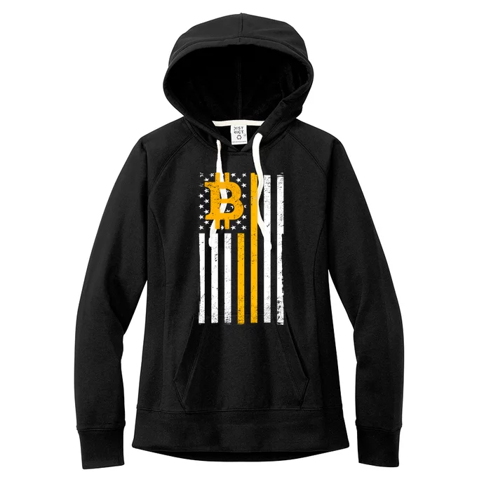 Bitcoin American Flag Crypto Women's Fleece Hoodie