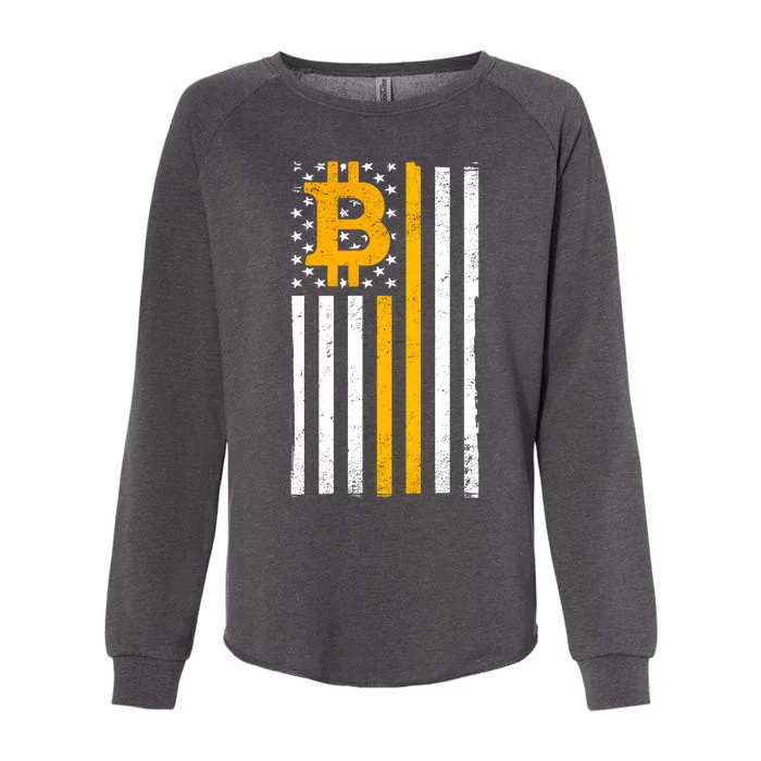 Bitcoin American Flag Crypto Womens California Wash Sweatshirt