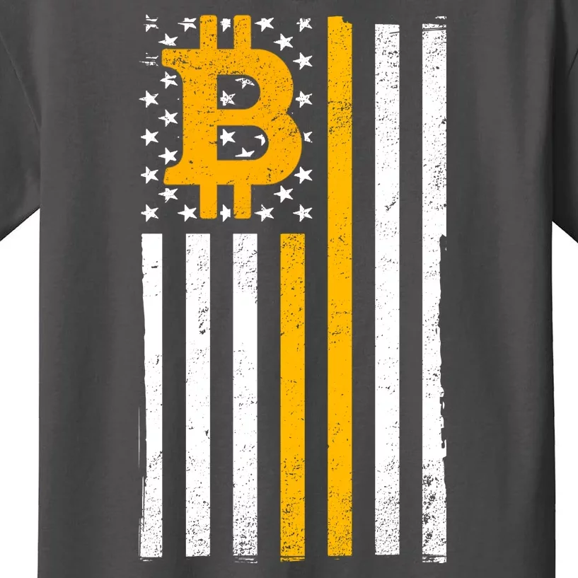 Bitcoin American Flag Crypto Kids T-Shirt