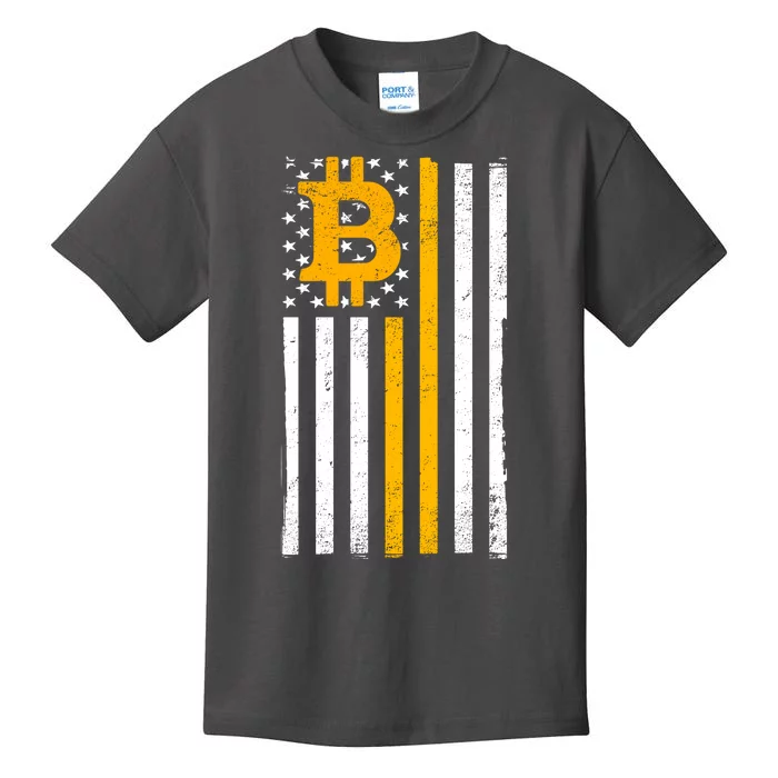 Bitcoin American Flag Crypto Kids T-Shirt