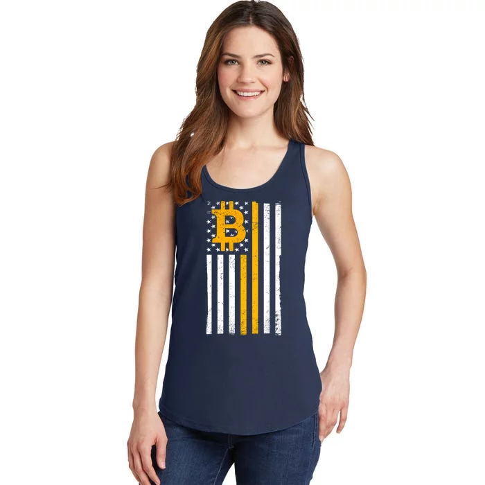 Bitcoin American Flag Crypto Ladies Essential Tank