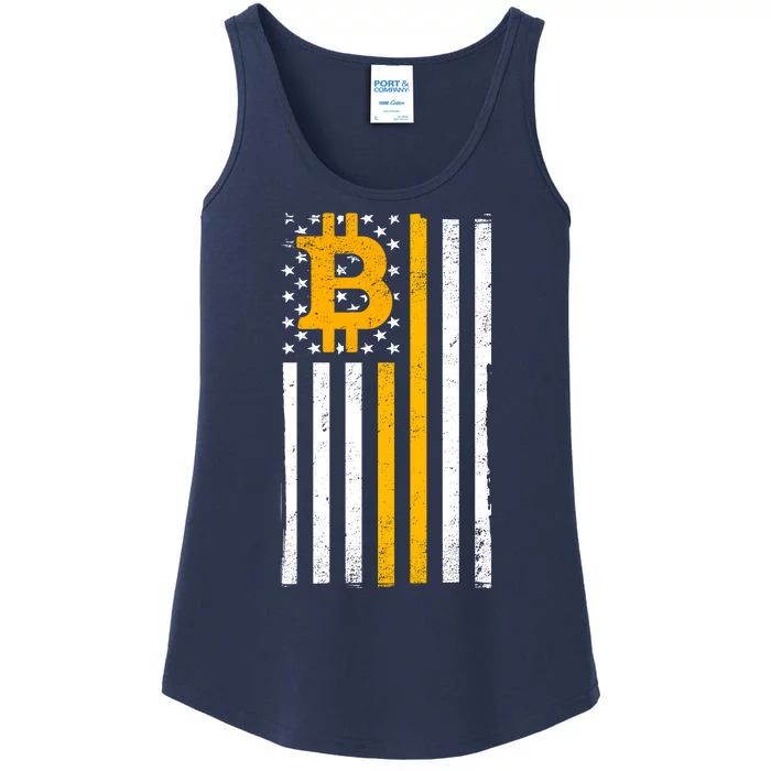 Bitcoin American Flag Crypto Ladies Essential Tank